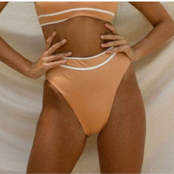 Stone Fox Swim Juniper High Waisted Bikini Bottoms in Sandstone NWT Small - Picture 1 of 8